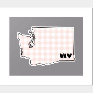 USA States: Washington (pink plaid) Posters and Art